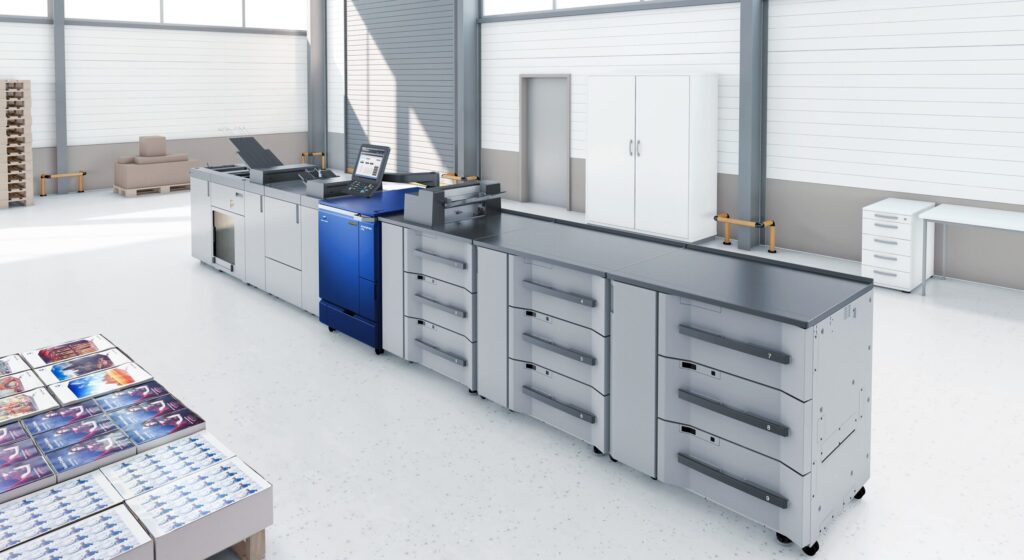 Während des Druckvorgangs erfasst das System permanent alle Farbwerte und sorgt so für ein verbessertes Farbmanagement und eine verlässlich konsistente Farbwiedergabe. © Konica Minolta